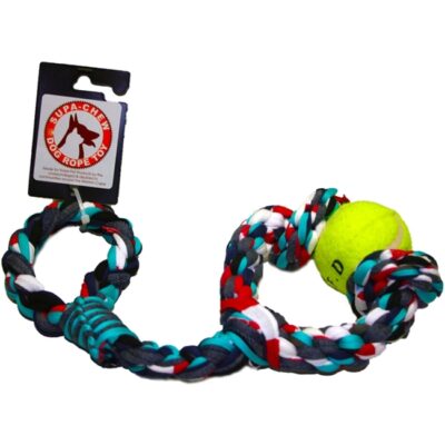 Supa-Chew Sling Rope Dog Toy with 2 Knots and Ball