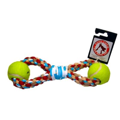 Supa-Chew 100% Cotton 2 Rings with 2 Balls Dog Toy