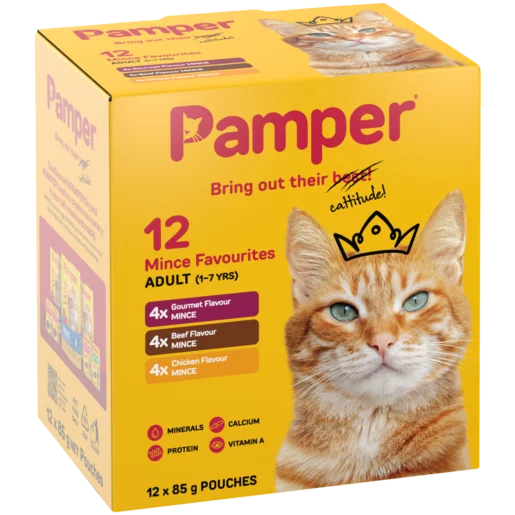 Pamper Wet Cat Food Multipack Mince Favourites Flavour (12 x 85g)