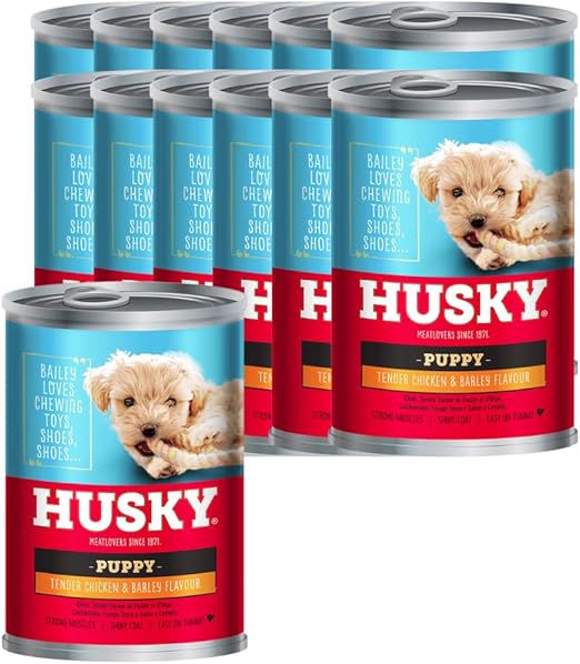 Husky Puppy Wet Dog Food Chicken Flavour (12 x 400g) Wet Dog Food Tins