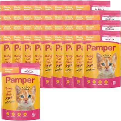 Pamper Kitten Wet Cat Food Pouches (36 x 85g) Chicken Flavour