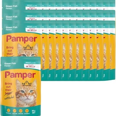 Pamper Wet Cat Food Pouches (36 x 85g) Ocean Fish
