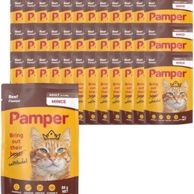Pamper Mince Beef Flavor Wet Cat Food 85 g Pouches (Pack of 36)