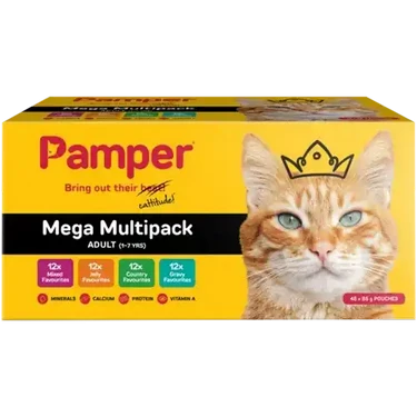 Pamper Fine Cuts Adult Wet Cat Food Mega Multipack 48 x 85g