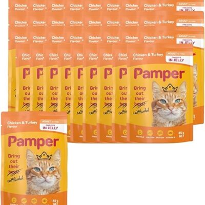 Pamper Wet Cat Food Pouches (36 x 85g) Chicken and Turkey