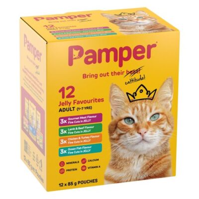 Pamper Wet Cat Food Multipack Gravy Flavours (12 x 85g)