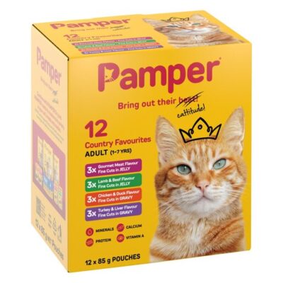 Pamper - Fine Cuts Adult - 12 Country Favourites Cat Food Pouches Multipack